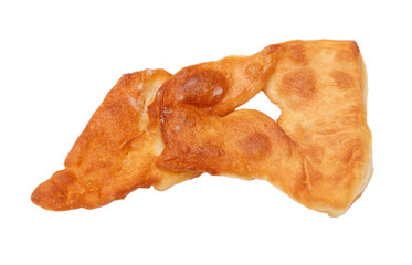 A piece of food with a brown crust and a hole in the middle