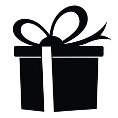 gift box icon, present package vector, surprise wrapping silhouette, festive celebration graphic,
