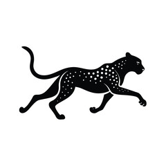 Dynamic silhouette of a cheetah in full stride chasing its prey