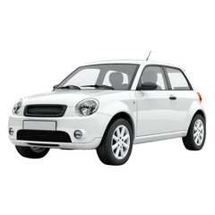 White Small Hatchback Car Isolated on a transparent background white car