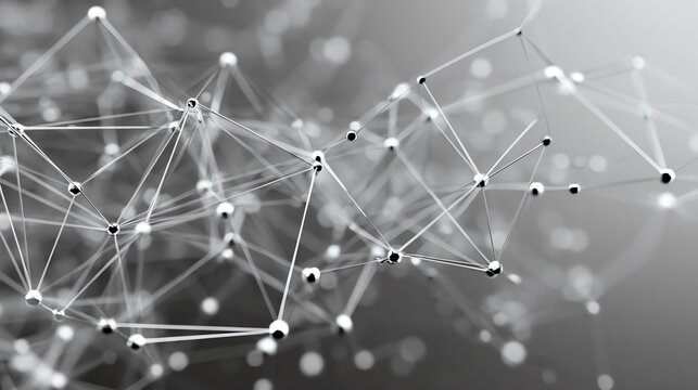 Abstract digital connections illustration showcasing data networks and technology innovations in monochrome.
