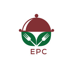 Healthy Organic Restaurant Logo with EPC Text – Eco-Friendly Food Service Symbol. EPC Letter Logo.
