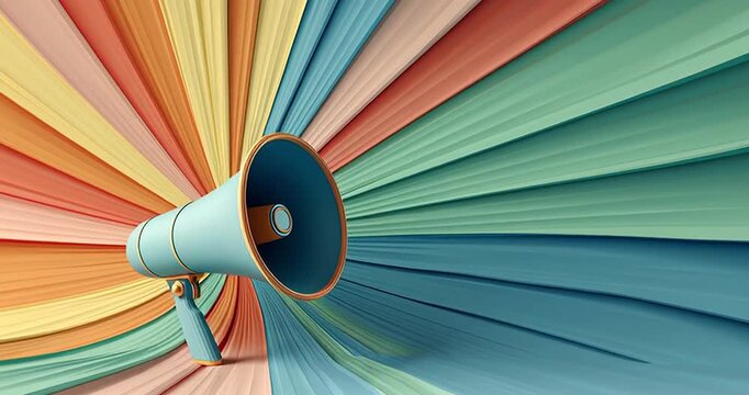 Minimalist Megaphone Vector with Echo Lines on Pastel Background for Headline Design