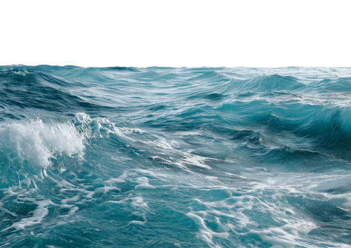 A realistic photo of the ocean water with a transparent background