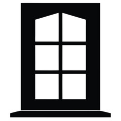 Window icon, architecture vector, building window silhouette, glass window graphic, home window symbol, interior design illustration
