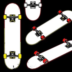 fictional unbranded skateboard art, pop art, screen print, wheels, sport, deck, skateboarding, trucks, skateboard art, extreme sports, urban art, youth culture, alternative sports, street style