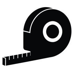 Measuring tape icon, tool vector, tape measure silhouette, construction graphic, measurement symbol, ruler illustration
