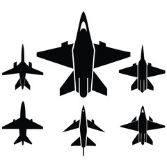 Jet fighter icon, aircraft vector, military aviation silhouette, fighter plane graphic, air combat symbol, warplane illustration
