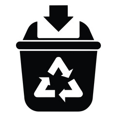 Trash bin icon, waste basket vector, garbage disposal silhouette, recycle bin graphic, dustbin symbol, waste management illustration
