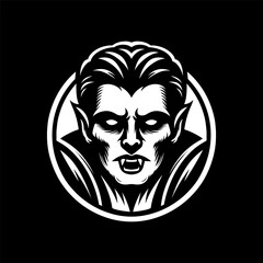 Vampire Icon Logo in Monochrome