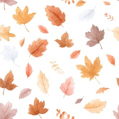 Obraz premium Watercolor Autumn Leaves Seamless Pattern A Delightful Design Featuring Vibrant Fall Foliage in Warm Hues
