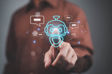  Using AI chat in search and giving to help in business has technology, to create computer concepts with robots as new digital software	