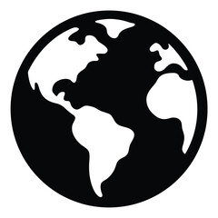 Earth globe icon, world map vector, global planet silhouette, international symbol, geography clipart, worldwide graphic
