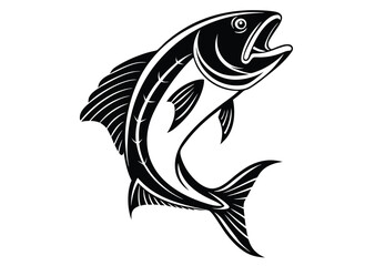 Obraz premium Black Silhouette of a Fish Swimming, fish silhouette, swimming fish, black fish vector.