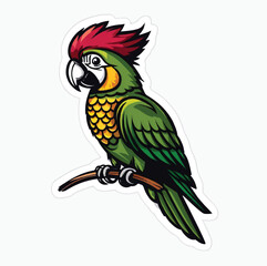 Fototapeta premium Colorful Parrot Illustration – Tropical Bird Clipart in Vibrant Style