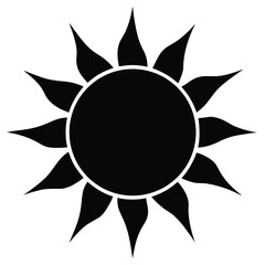Sun icon, sunlight symbol, summer sun vector, solar energy silhouette, weather sun clipart, sunshine graphic, sunny day illustration
