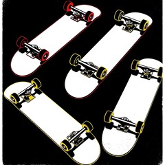 fictional unbranded skateboard art, pop art, screen print, wheels, sport, deck, skateboarding, trucks, skateboard art, extreme sports, urban art, youth culture, alternative sports, street style