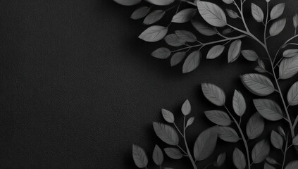 Dark leaves on black background