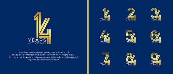 anniversary vector logo set, gold and silver color can be use for celebration