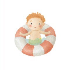 Happy Child in Pool Float