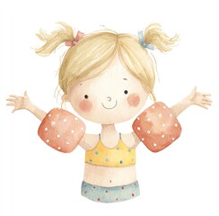 Happy Little Girl in Swim Floaties