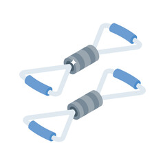 Visually engaging isometric icon of flexible stretching bands