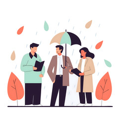 happy family with umbrella