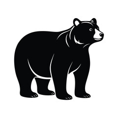 Majestic bear standing tall in a clean white background silhouette vector graphic