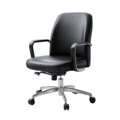 Obraz premium 3D render of office chair with wheels isoleted on transparent background .