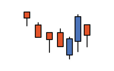 株取引のイメージでろうそくチャートのシンプルな線画アイコン