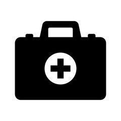 First Aid Box Icon, Medical Briefcase icon. Doctor's Medical Emergency Case Pictogram.