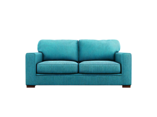 Teal two seater sofa isolated on black background modern furniture, Isolated On White Background, Png Transparent