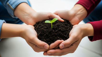 Shot of Hands Holding Plant for a Greener Future