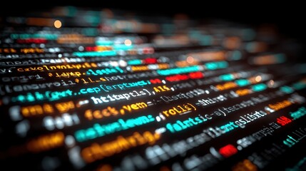 Glowing Code Lines Abstract Programming Background,