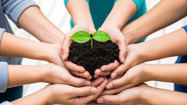 Hands Protecting Plant for a Greener Future