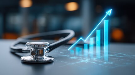 Healthcare growth graph rising medical technology stethoscope