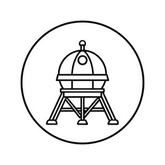 Line art icon of a lunar lander in a circle vector illustrstion