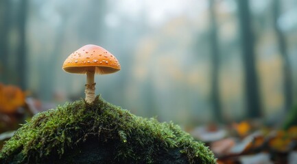Orange mushroom on mossy forest floor (3)