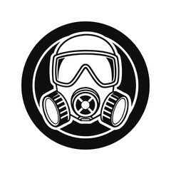 Graphic illustration of a gas mask in a circular emblem vector illustration