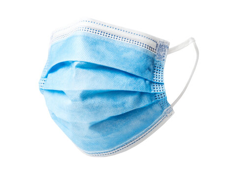 Disposable light blue face mask protective gear safety, Isolated On White Background, Png Transparent