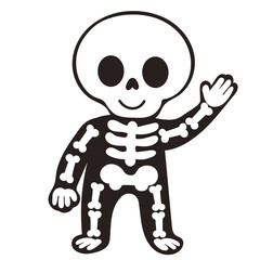 Cute Cartoon Skeleton Waving Halloween Holiday