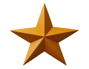 Golden 3D Star with Transparent Background