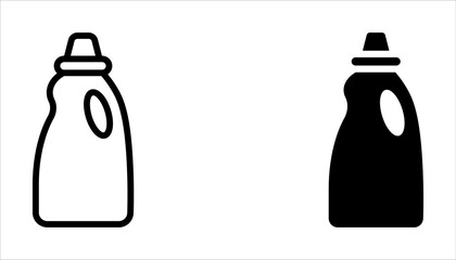 Bleach bottle icons set. Outline set of bleach bottle vector icons on white background