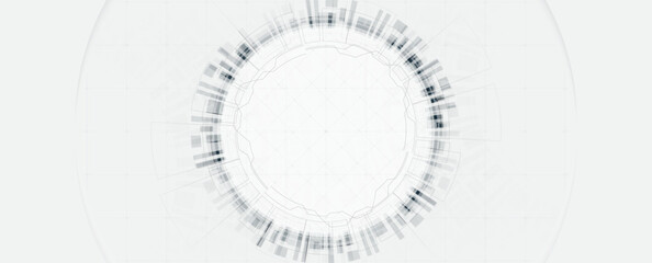 Innovation and Technology white Background with Circular Elements. Data science networking and Cyber Security.