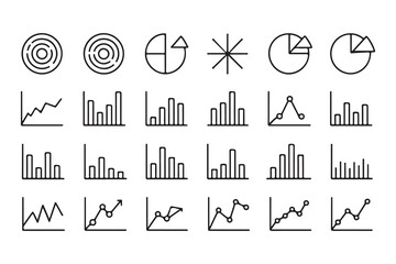 Set of Minimalist Business Data Chart Icon Vector Collection for Website and App Design for Analytics and Reporting