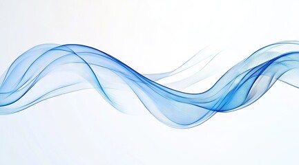 Obraz premium Abstract flowing blue waves on white background (4)