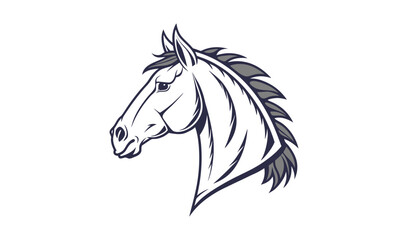 Stylized horse head silhouette with textured mane and neck