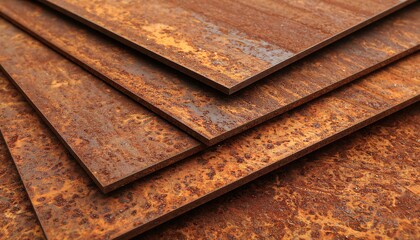 Rusty Metal Plates Stacked Abstractly  Textured Rust Background for Design.