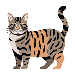 Tabby Cat, vector illustration on white background.