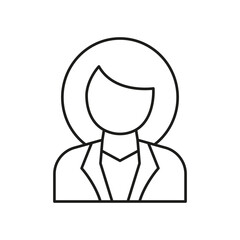 Female Professional Avatar Line Icon. Businesswoman, Corporate Identity, And Career Representation Outline Symbol. Editable Stroke. Isolated Vector Illustration